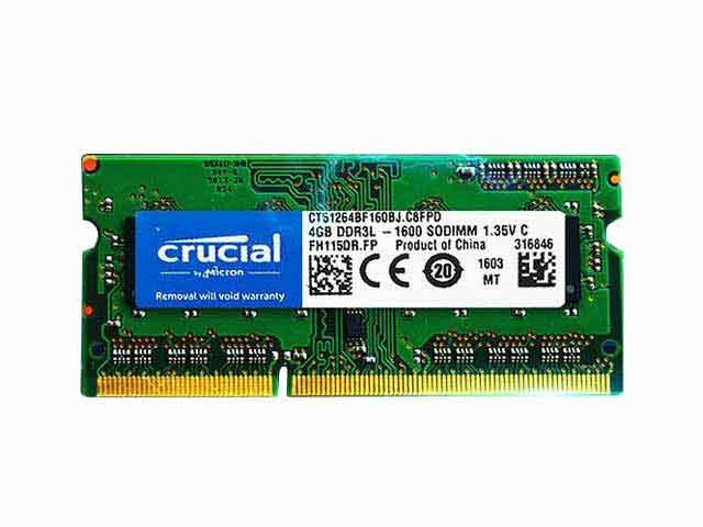 Crucial CT51264BF160BJ.C8FPD 4GB DDR3-1600MHz 204-Pin SoDimm Memory Module