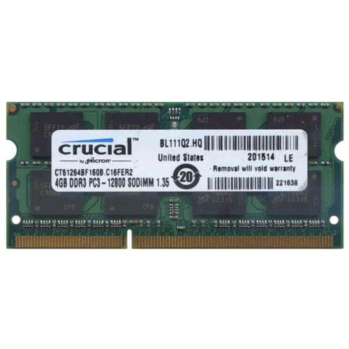 Crucial CT51264BF160B.C16FER2 4GB DDR3-1600MHz 204-Pin SoDimm Memory Module