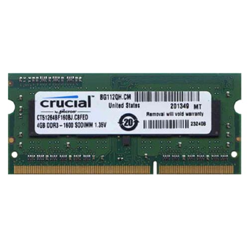 Crucial CT51264BF160BJ.C8FED 4GB DDR3-1600MHz non-ECC 204-Pin SoDimm Memory Module