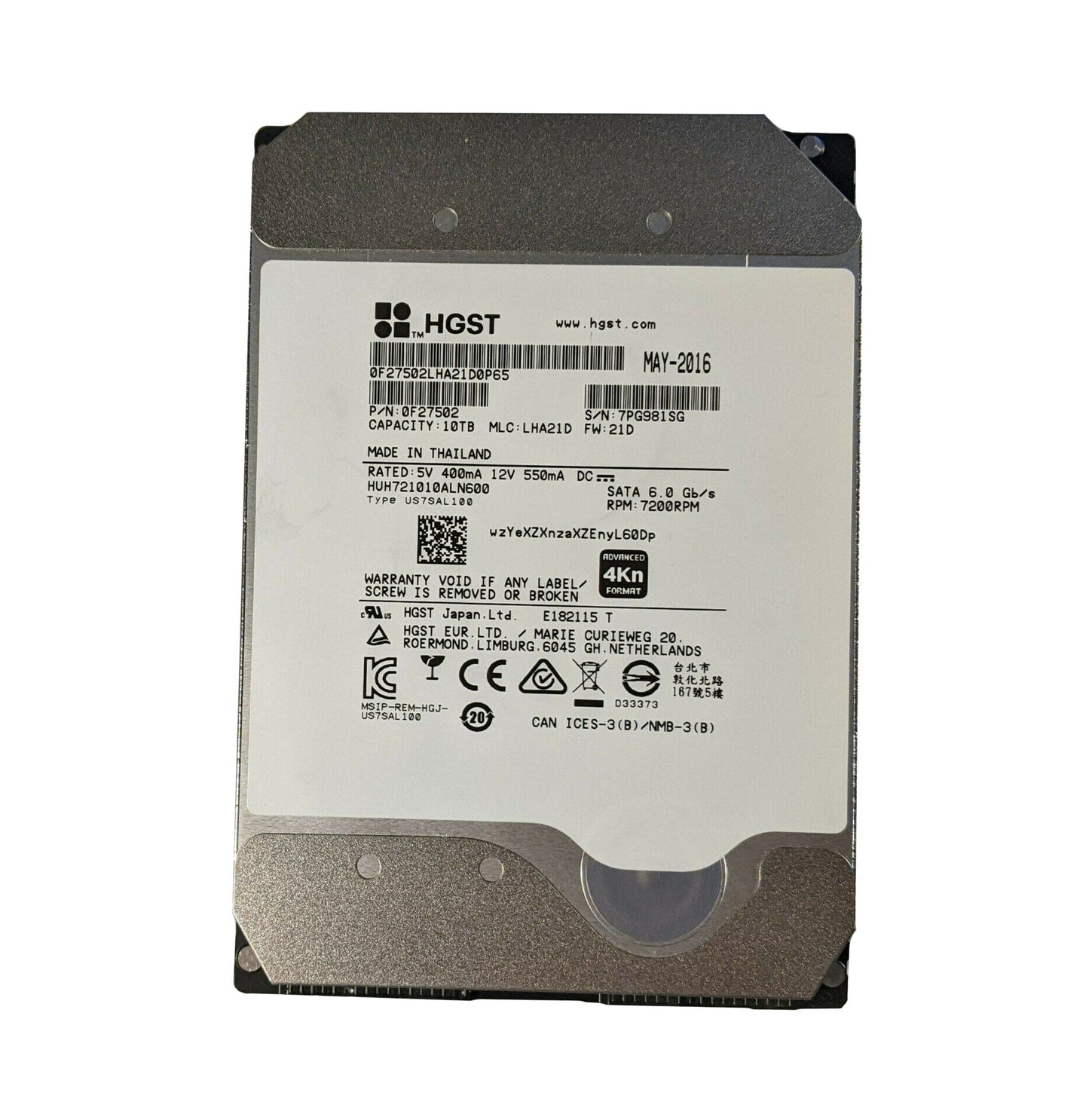 Western Digital HUH721010ALN600 Ultrastar He10 10Tb SATA-6Gbps 3.5-Inch Hard Drive