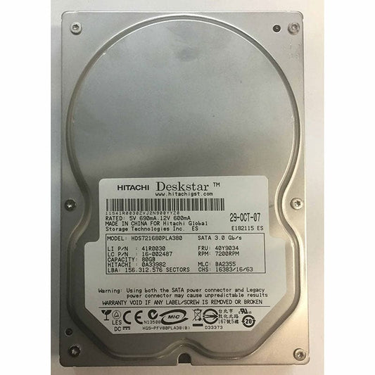 Hitachi DESKSTAR 7K160 HDS721680PLA380 80GB 7200RPM 8MB SATA-300 3.5" HARD DRIVE