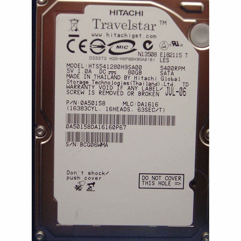 Hitachi 80GB Hitachi SATA 5400RPM 8MB