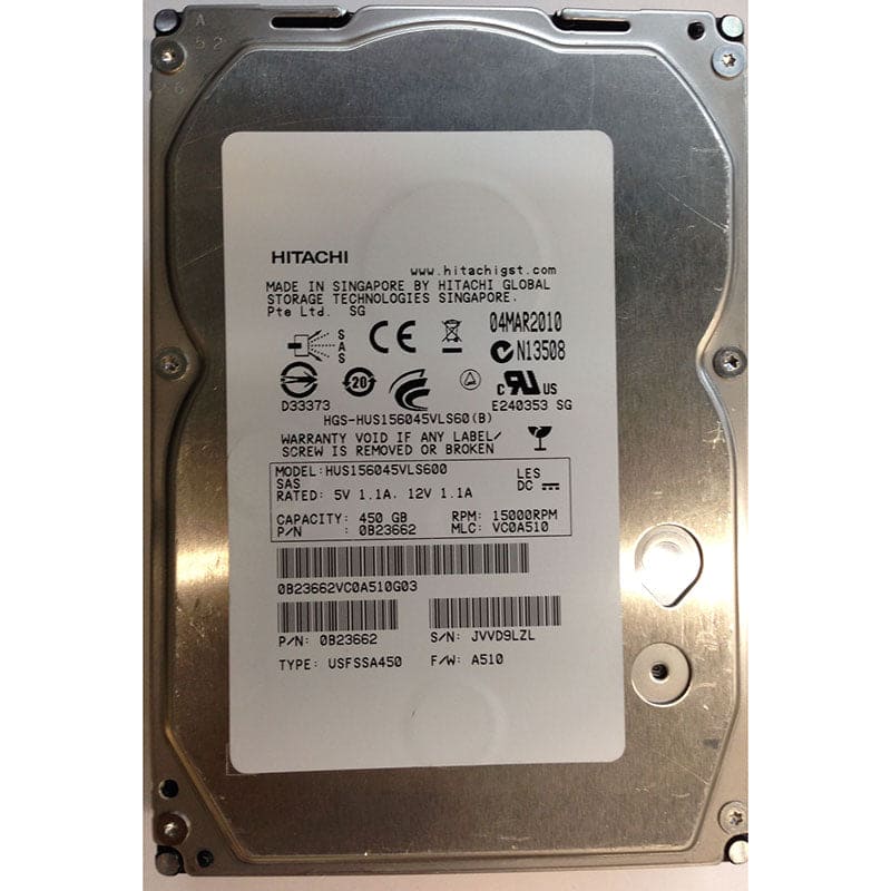 Hitachi ULTRASTAR 15K300 HUS153014VLF400 / 0B22143 147GB 15KRPM 4GB FIBER CHANNEL 3.5" HARD DRIVE