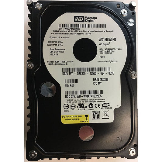 Western Digital RAPTOR WD1600ADFD 160GB 10000RPM 16MB SATA-150 3.5" HARD DRIVE