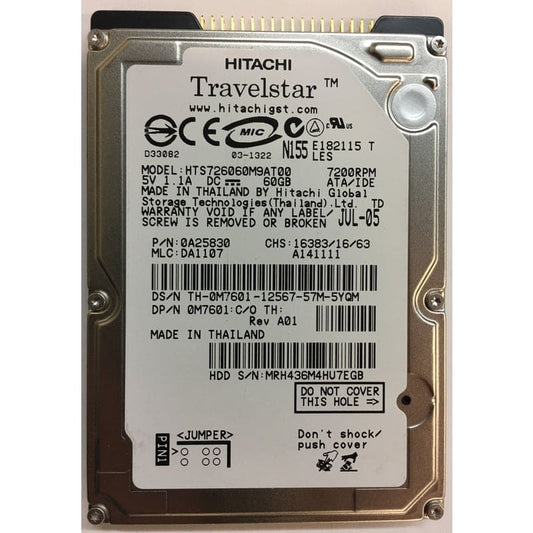 Hitachi  60GB 7200 RPM 2.5 IDE Laptop Hard Drive