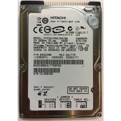 2.5" 60GB IDE/PATA N/B HDD - 5400RPM 60G FACTORY RECERTIFIED