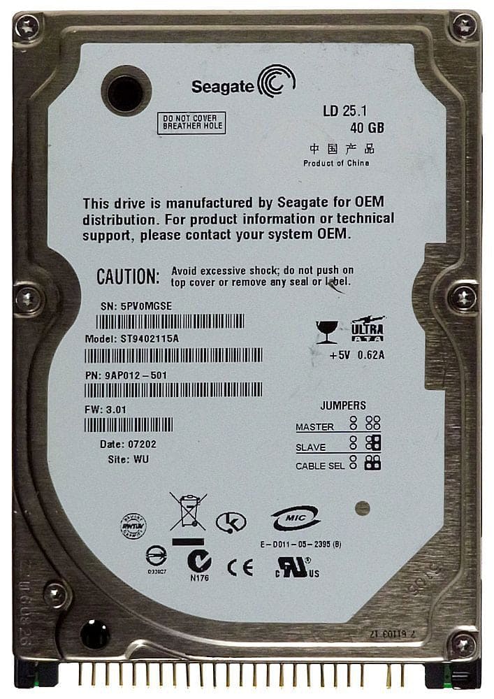 Seagate ST9402115A 40GB UDMA/100 5400RPM 2MB 2.5" NB HDD