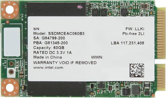 Intel SSDMCEAC060B301 / SSDMCEAC060B3 525 Series 60GB mSATA 6Gbps MLC Solid State Drive