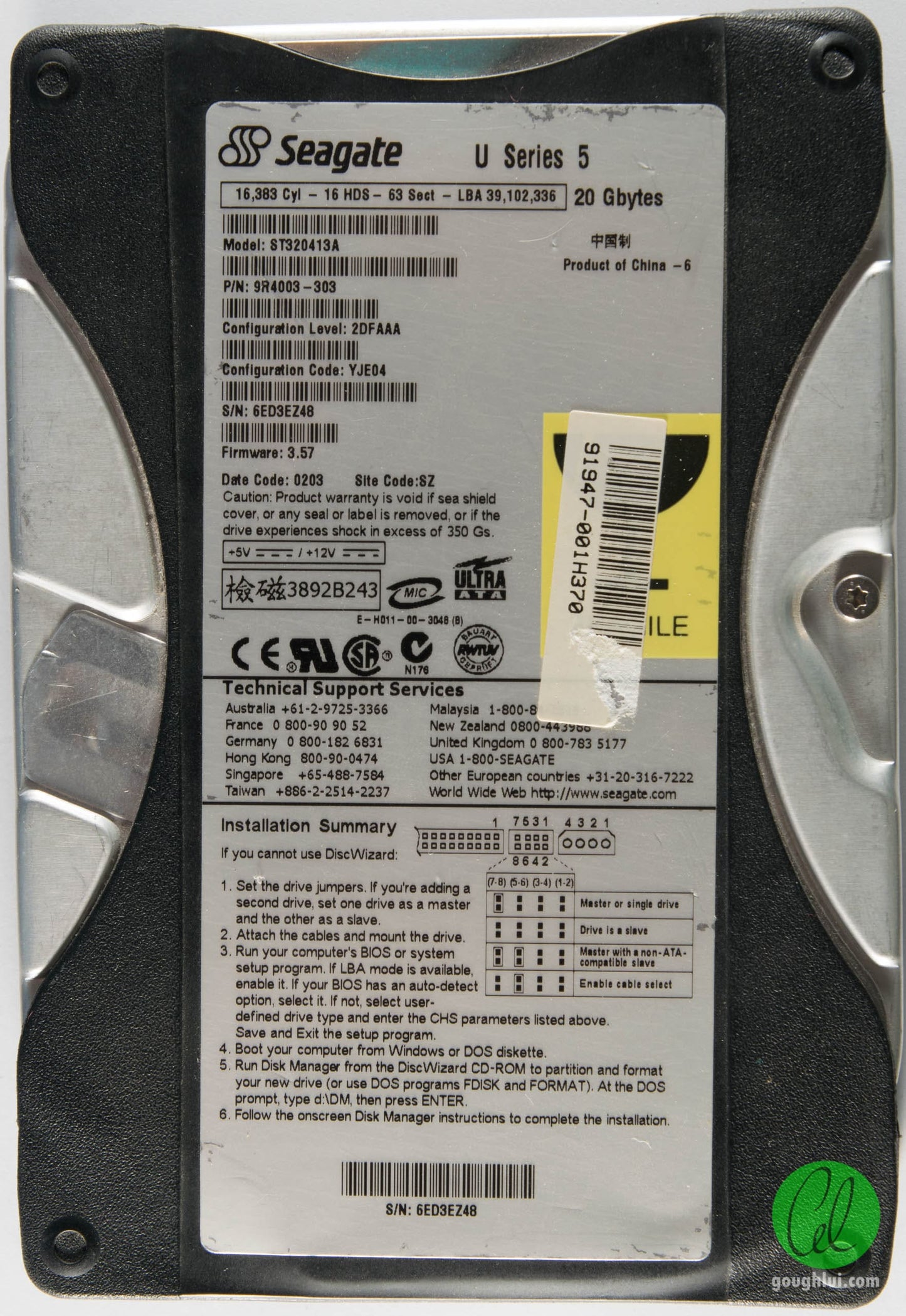 ST320413A Seagate U5 20.4GB 5400RPM ATA-100 512KB Cache 3.5-inch Internal Hard Drive