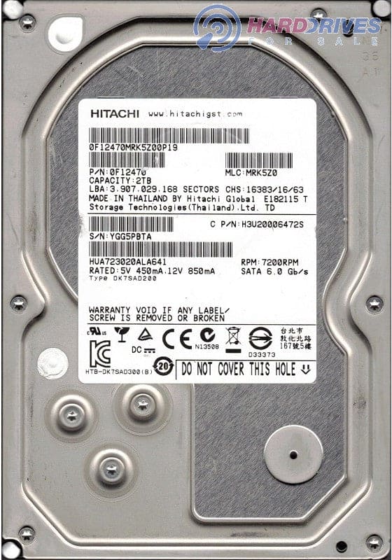 HUA723020ALA641 Hitachi Ultrastar 7K3000 2TB 64MB Cache Serial-ATA 6.0Gbps 7200RPM 3.5-inch