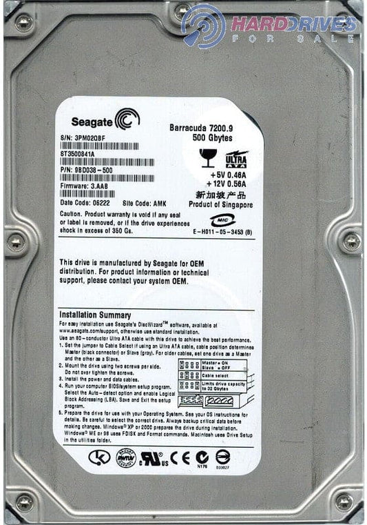 Seagate Barracuda 500 GB Internal hard drive - 100 MBps - 7200 rpm - Factory Recertified