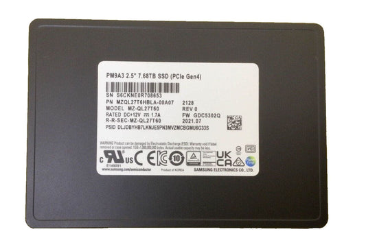 Samsung MZQL27T6HBLA-00A07 PM9A3 7.68TB PCI Express 4.0 x4 2.5-Inch Solid State Drive