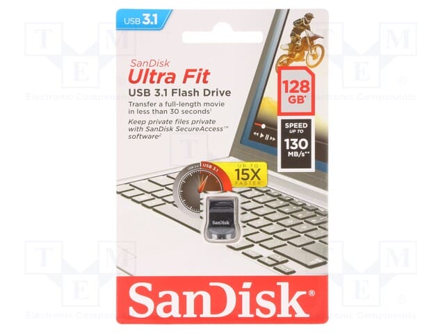 Sandisk 128GB Ultra Fit USB 3.1 Flash Drive, Speed Up to 130MB/s (SDCZ430-128G-G46)