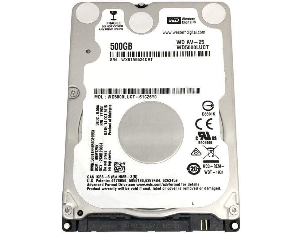 Western Digital AV-25 WD5000LUCT 500GB 5400RPM SATA2/SATA 3.0 GB/s 16MB Notebook Hard Drive