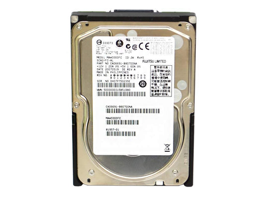 FUJITSU MAW3300FC 300GB 10KRPM 8MB FIBER CHANNEL 3.5" HARD DRIVE