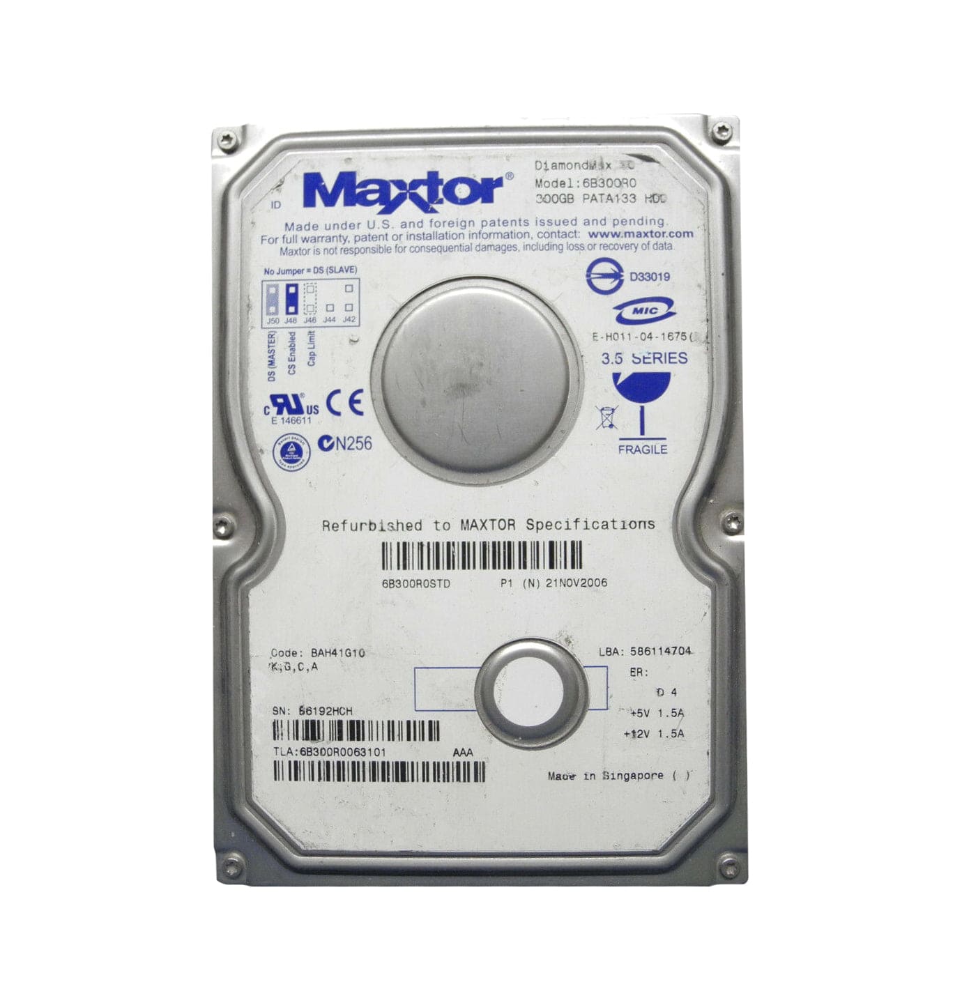 Maxtor 6B300R0 300GB 7200 RPM ULTRA ATA-133 3.5'' HARD DRIVE