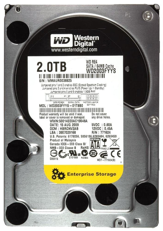 Western Digital RE4 WD2003FYYS 2TB 7200RPM SATA-300 3.5" HARD DRIVE