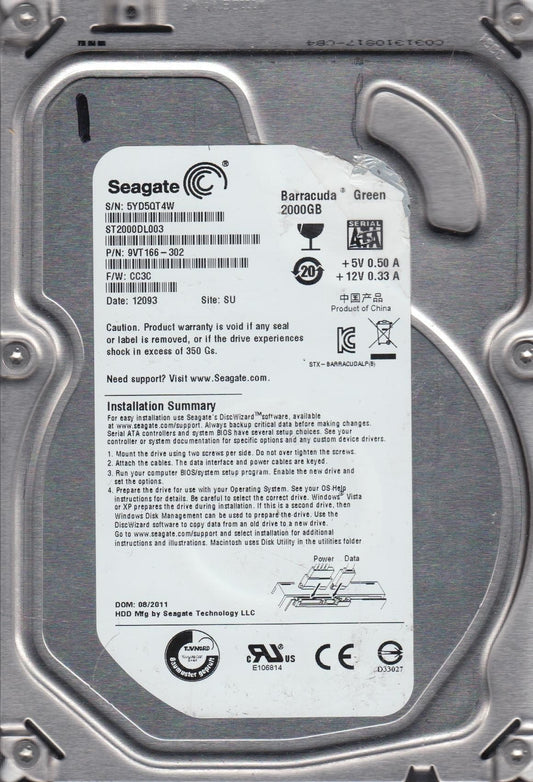 Seagate Barracuda Green 2 TB Internal hard drive - 600 MBps - 5900 rpm