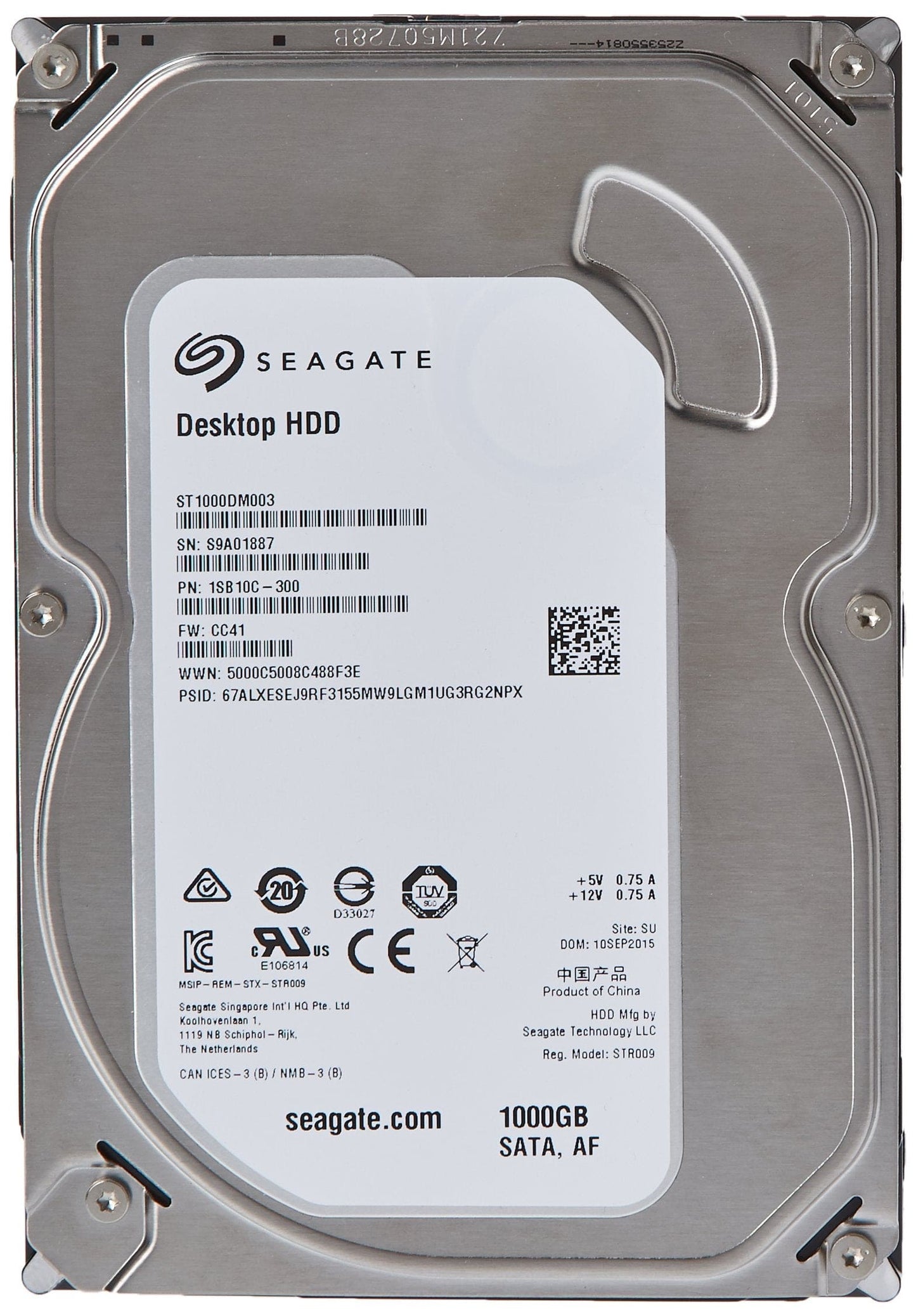 Seagate Barracuda ST1000DM003 1TB 7200 RPM 64MB Cache SATA 6.0Gb/s 3.5" Internal Hard Drive