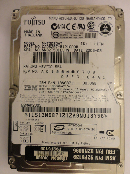 Fujitsu 30 Gb Mobile 9.5mm 4200RPM ATA-6 100Mbps