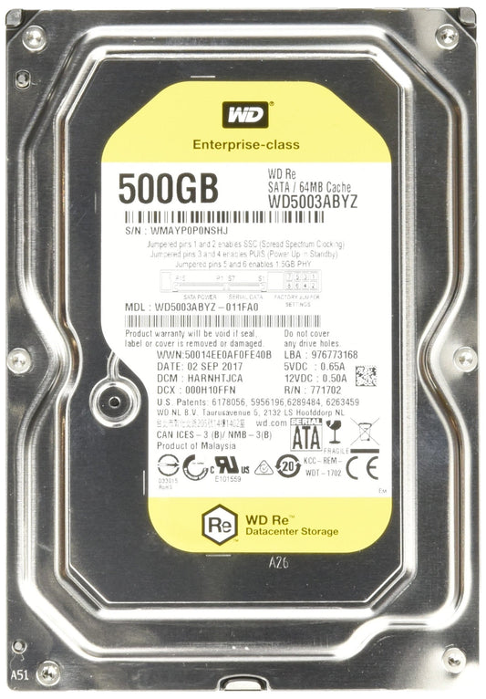 Western Digital WD5003ABYZ WD-Re 500Gb SATA-6.0Gbps 3.5-Inch Enterprise Hard Drive