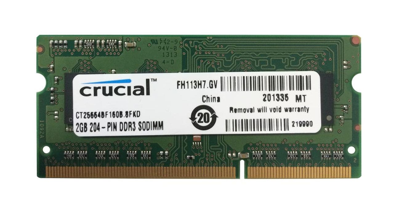 Crucial CT25664BF160B.8FKD 2GB DDR3-1600MHz SoDimm Memory Module