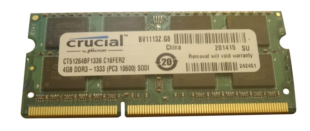 Crucial CT51264BF1339.C16FER2 4GB DDR3-1333MHz 204-Pin SoDimm Memory Module