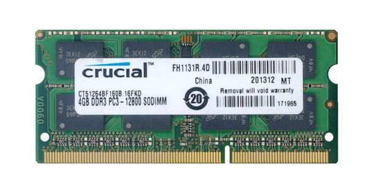 Crucial CT51264BF160B.16FKD 4GB DDR3-1600MHz 204-Pin SoDimm Memory Module