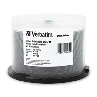 Verbatim - DVDR 4.7GB 16X Printable 50PK - 95079