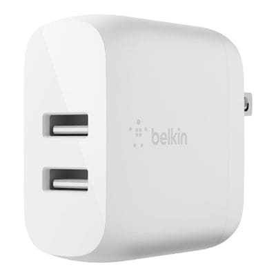 Belkin - DUAL USB A WALL CHGR WHT - WCB002dqWH