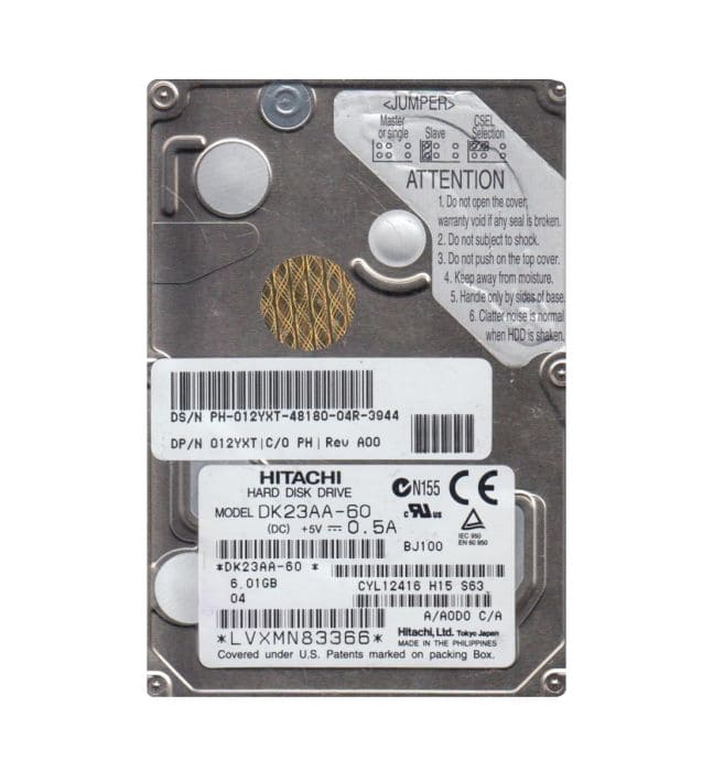 DK23AA-60 Hitachi DK23AA Series 6GB 4200RPM ATA-66 512KB Cache 2.5-inch Internal Hard Drive