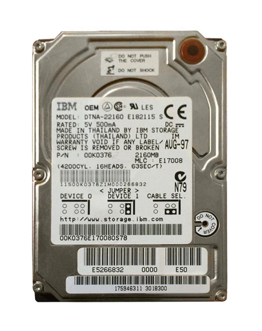 IBM DTNA-22160 / 73H7673 Travelstar 2.16Gb 4000Rpm 12.7mm Ultra DMA/ATA-4 IDE/EIDE 2.5-Inch Internal Hard Drive