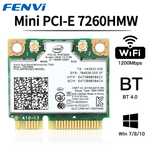 Intel 7260HMW BN Mini PCI Express Plus Bluetooth 4.0 Wi-Fi/Bluetooth Combo Adapter