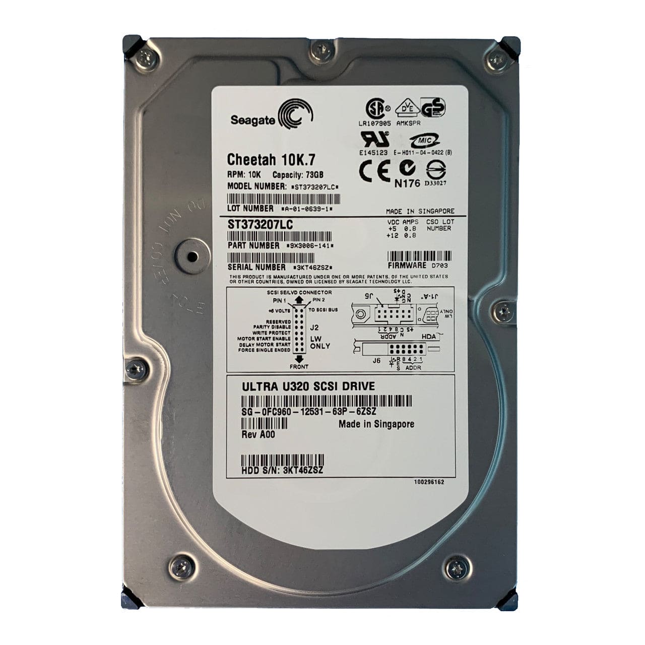 Seagate Cheetah 10K.7 ST373207LC 73GB 10KRPM Ultra320 SCSI 80PIN SCA-2 3.5-Inch Hard Drive