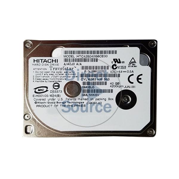 Hitachi Travelstar C4K60 Slim 40GB 1.8" 4200RPM 2MB ATA-7 ZIF HDD