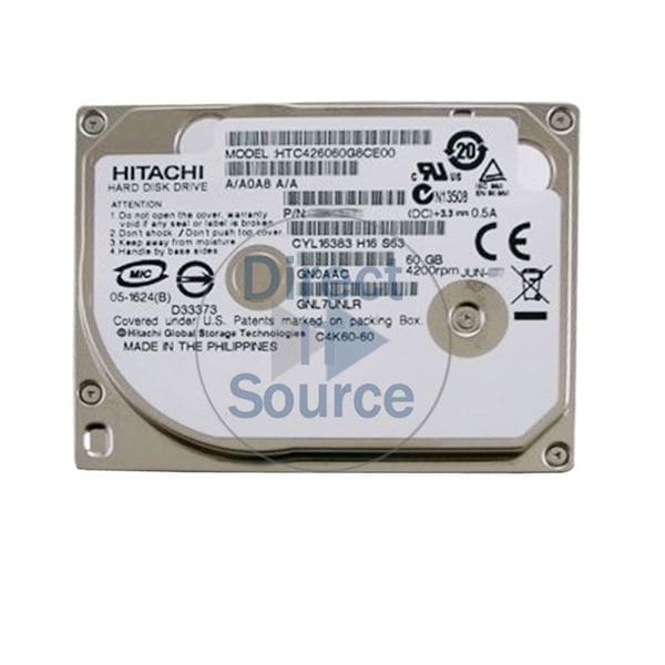 Hitachi Travelstar C4K60 Slim 60GB 1.8" 4200RPM 2MB ATA-7 ZIF HDD