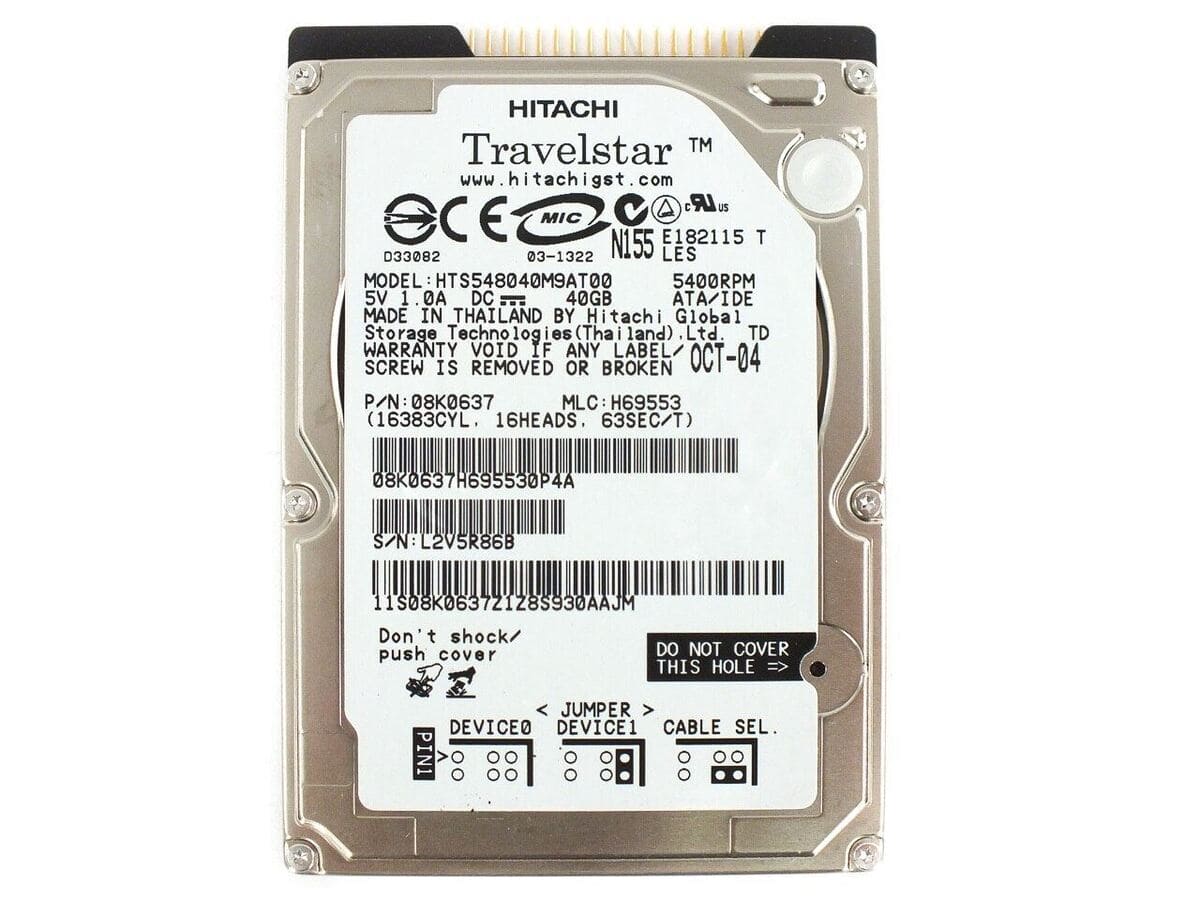 Hitachi HTS548040M9AT00 - 40GB 5.4K RPM IDE PATA ATA 2.5" Laptop Hard Drive