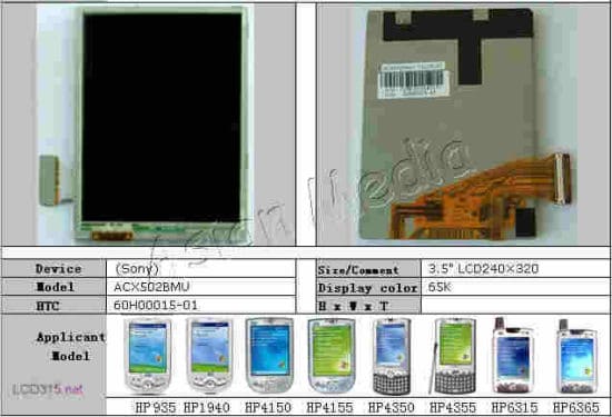 Sony ACX502BMU 3.5'' TFT LCD PDA Screen