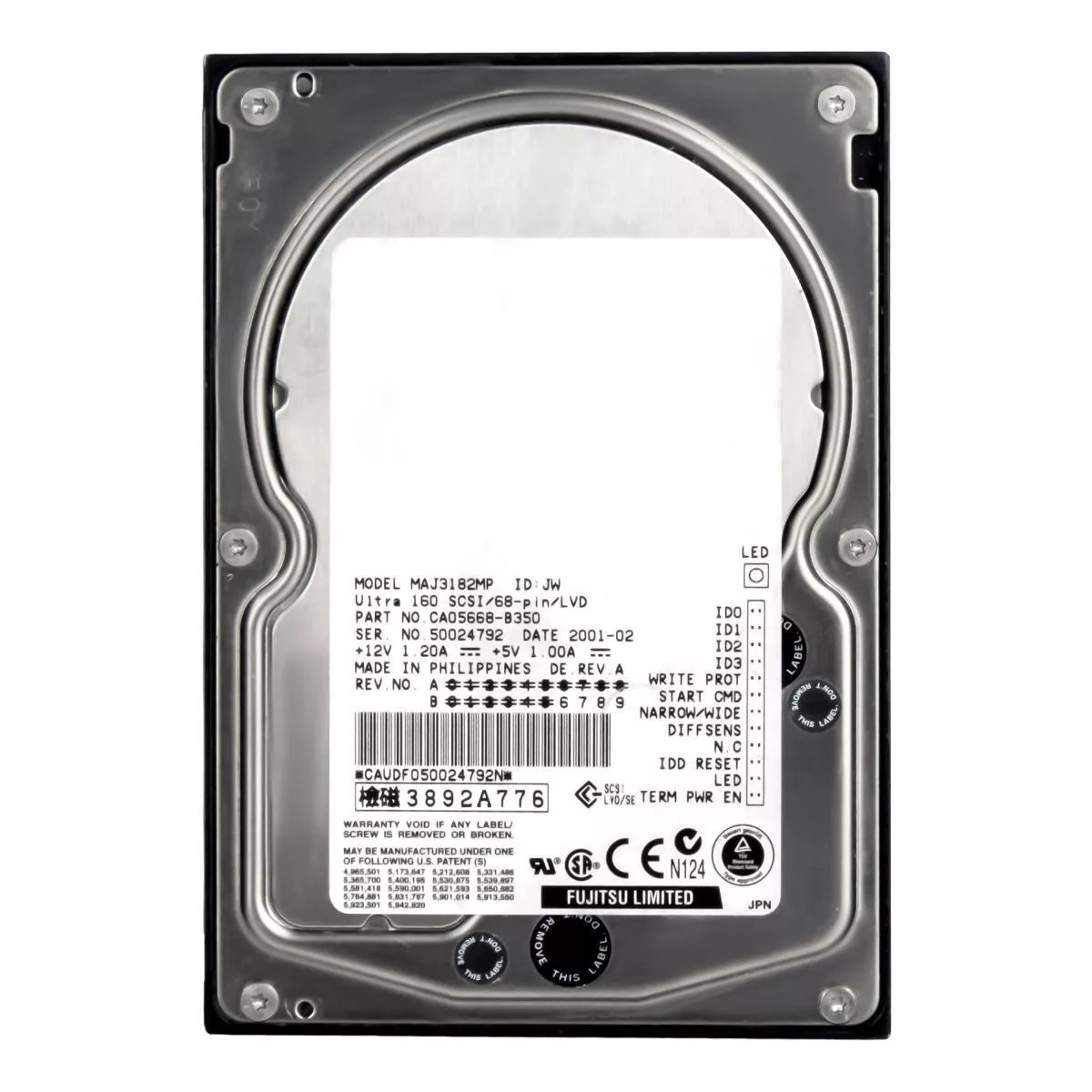 Hard Drive Fujitsu MAJ3182MP 18GB 10000U/Min 68-pin 4MB SCSI U160 3.5'' Inch