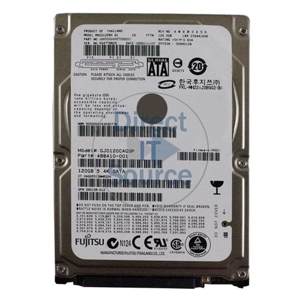 Fujitsu MHZ2120BS 120GB 5400RPM 8MB BUFFER SATA-150 2.5" HARD DRIVE