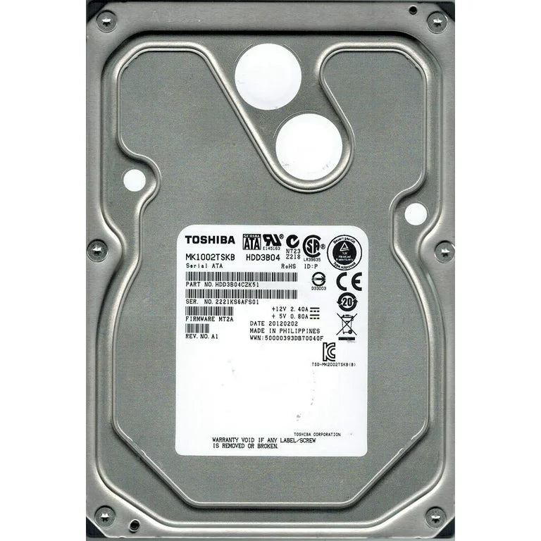 TOSHIBA MK1002TSKB 1TB 7200 RPM 64MB Cache SATA 3.0Gb/s 3.5" Enterprise Hard Drive