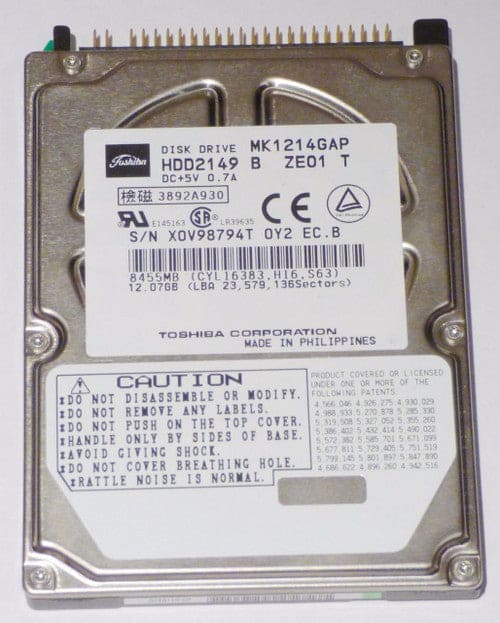 MK1214GAP Toshiba 12GB 4200RPM ATA-66 1MB Cache 2.5-inch Internal Hard Drive