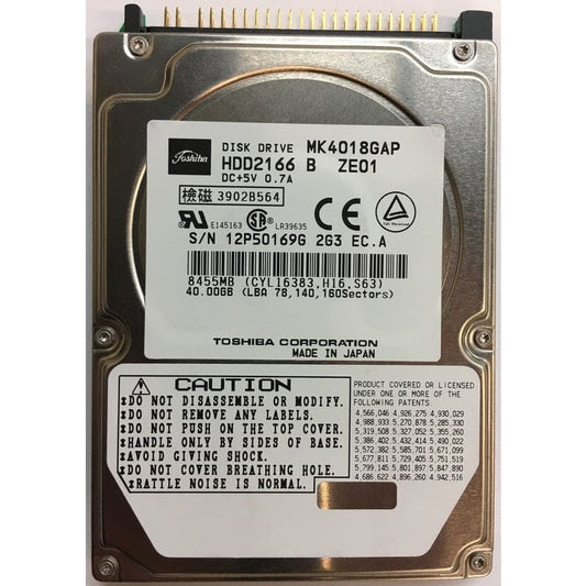 Toshiba MK4018GAP 40 GB 2.5 Plug-in Module Hard Drive - 4200 rpm - 2 MB Buffer MK4018GAP