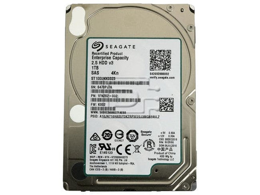 Seagate Enterprise Capacity 2.5" HDD 12Gb/s SAS 4KN 1TB Hard Drive ST1000NX0323