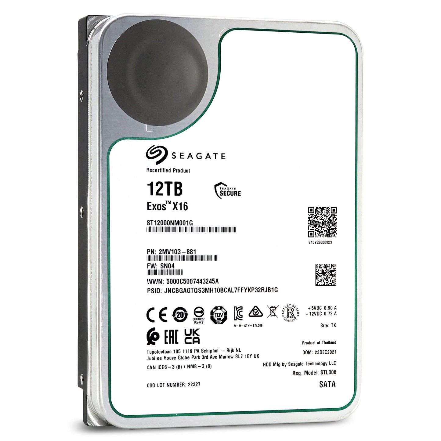 Seagate ST12000NM001G Exos X16 12TB 7200RPM SATA 6Gb/s 256MB  3.5-Inch Hard Drive