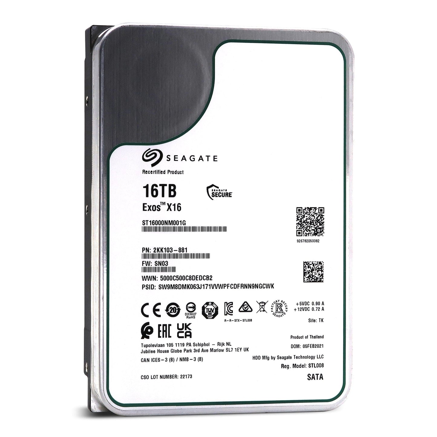 Seagate ST16000NM001G Exos X16 16Tb SATA-6Gbps 3.5-Inch Hard Drive