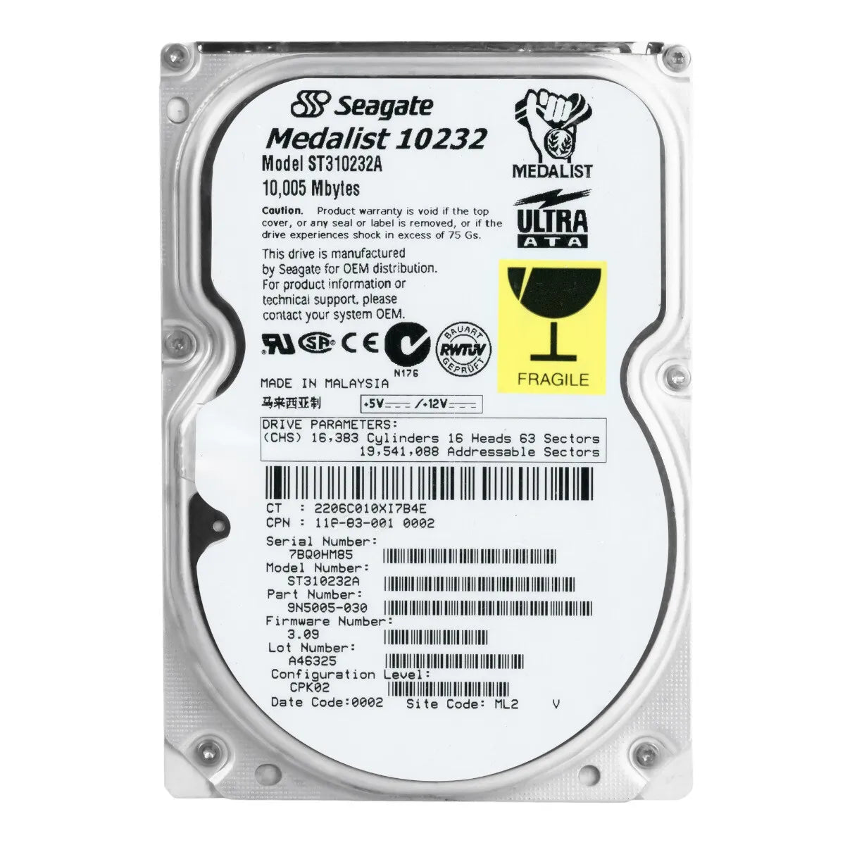 Seagate ST310232A - 10GB 5.4K IDE 3.5" Hard Disk Drive