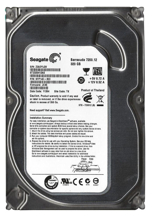 Seagate Barracuda ST3320413AS 320GB 7200 RPM 16MB Cache SATA 6.0Gb/s 3.5" Internal Hard Drive