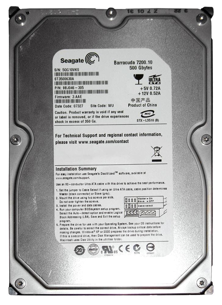 Seagate Barracuda 7200.10 500 GB UDMA/100 7200 RPM 16 MB IDE Hard Drive