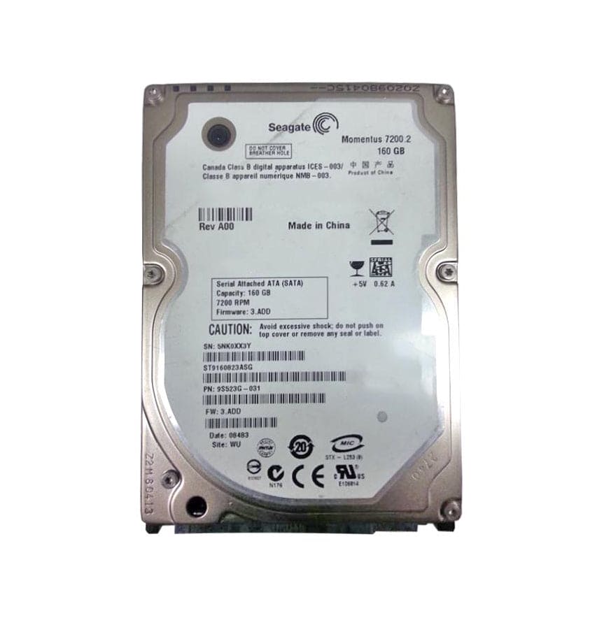 Seagate Momentus 7200.2 ST9160823ASG 160GB 7200RPM SATA-300 2.5-Inch Hard Drive